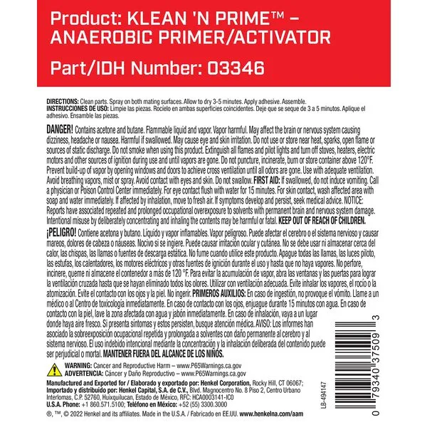 Loctite 7649 Klean N’ Prime: Activator for Anaerobic Adhesives, Decrease Cure Time, Low Temperature, for Inactive Surfaces, Long On-Part Life | 4.5 oz Aerosol Can (PN: 37509-494147), Gold, Small