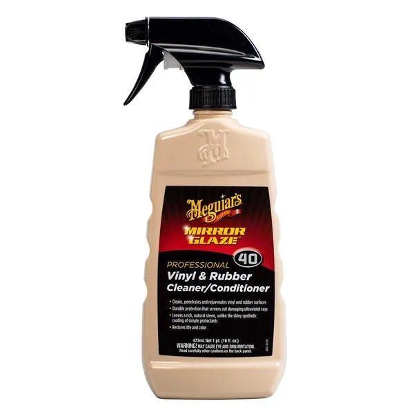 Meguiar's Professional Vinyl and Rubber Cleaner Conditioner M4016 - Pro-Grade Vinyl Cleaner & Rubber Cleaner for Interior and Exterior, Screens out UV Rays while Leaving Behind a Natural Sheen, 16 Oz
