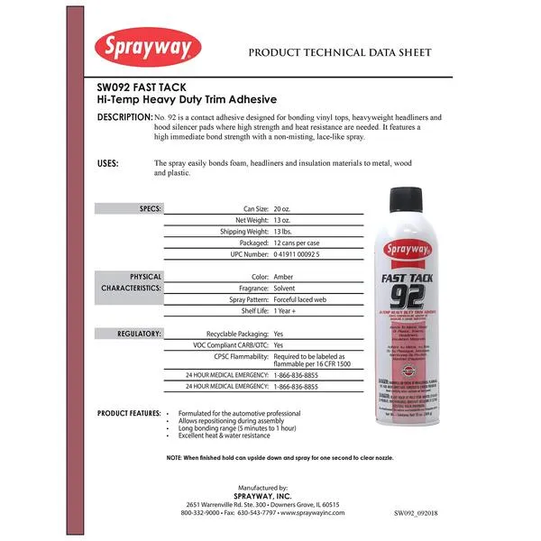 Spray Adhesive, Hi-Temp, Heavy Duty, 20 oz