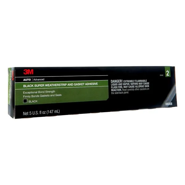 3M Black Super Weatherstrip and Gasket Adhesive, 08008, 5 fl oz, 1 Per Pack