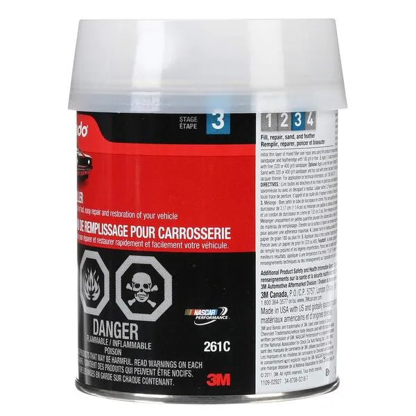 Bondo Body Filler, Original Formula for Fast, Easy Repair & Restoration of your Vehicle, 00261, Filler 14 oz and 0.5 oz Hardener, 1 Can, Salmon