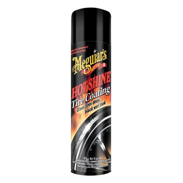 Meguiar's Hot Shine High Gloss Tire Coating - Get Long-Lasting Tire Protection and Glossy Tires with a Wet Look Shine, 15 Oz Aerosol
