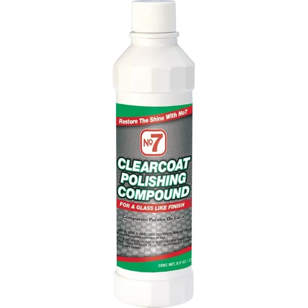 No.7 Clearcoat Polishing Compound - 8 Fl Oz - for a Glass Like Finish - Removes Light Oxidation and Cleans Stains and Grime