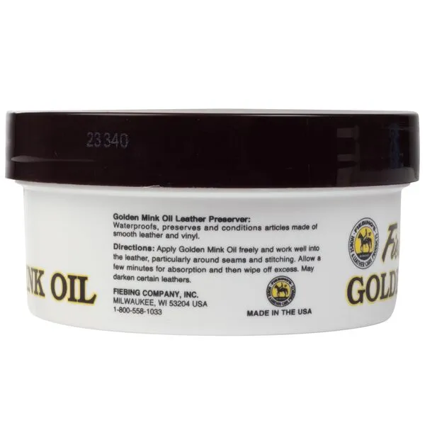 Fiebing's Golden Mink Oil for Leather Boots (6 oz) - Leather Cleaner & Conditioner - Waterproof, Preserve, Soften All Smooth Leathercraft & Vinyl - Prevents Salt Stains - Use On Couch, Shoe, Purse
