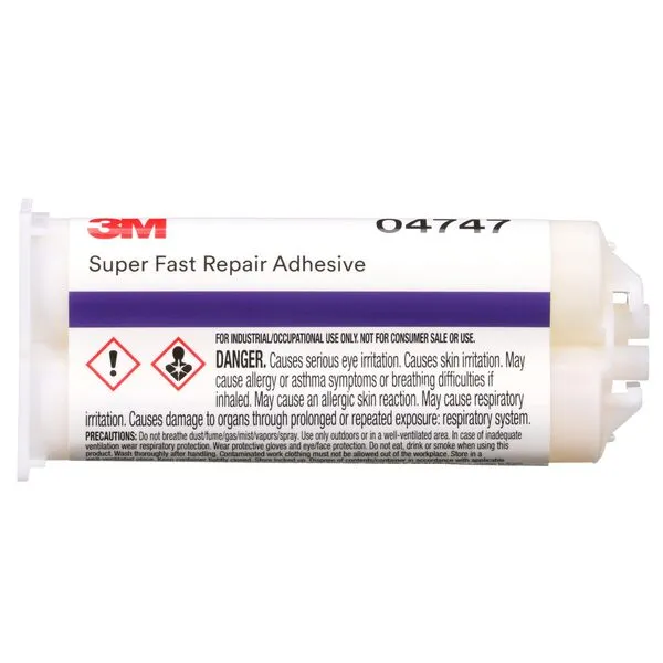 3M Super-Fast Repair Adhesive, 04747, Tranlucent Color,Two-Component, Semi-Rigid, Urethane Adhesive, 47.3 mL/1.6 fl oz Cartridge