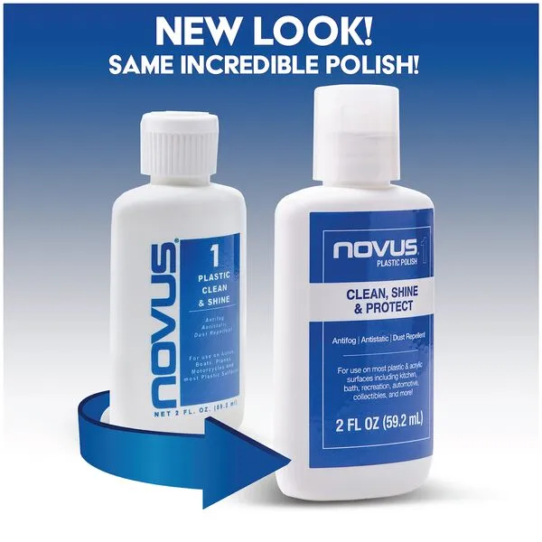 NOVUS-PK2-2 | Plastic Clean & Shine #1, Fine Scratch Remover #2 and Polish Mates Pack | 2 Ounce Bottles
