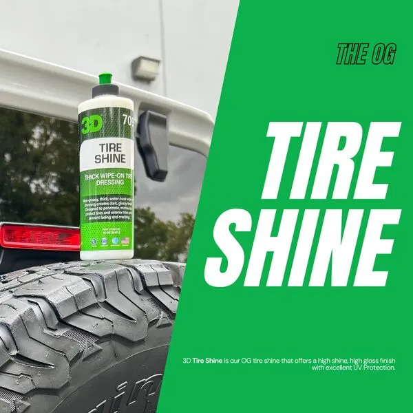 3D Tire Shine - No Grease, No Mess Tire Dressing - Thick, Water-Based Formula Easy Application 16oz