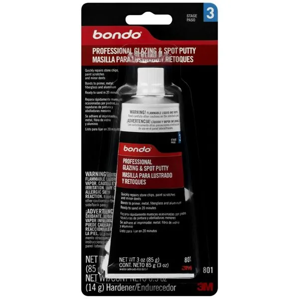 Bondo Professional Glazing and Spot Putty, 00801, 3.0 oz
