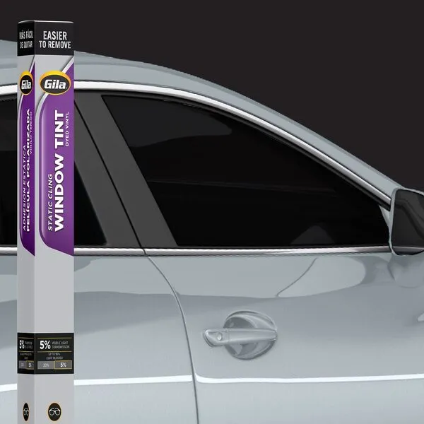Gila Static Cling 5% VLT Automotive Window Tint DIY Easy Install Glare Control Privacy 2ft x 6.5ft (24in x 78in), 5% Super Limo Black (JS242)