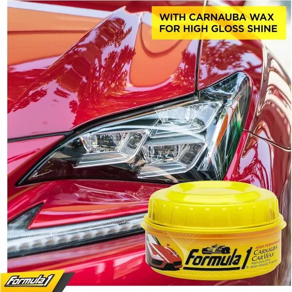 formula 1 Carnauba High-Gloss Shine Car Wax Paste – Carnauba Wax Car Polish for Car Detailing to Shine & Protect – Car Scratch Remover w/Micro Polishing Agents – Car Cleaning Supplies (12 oz)