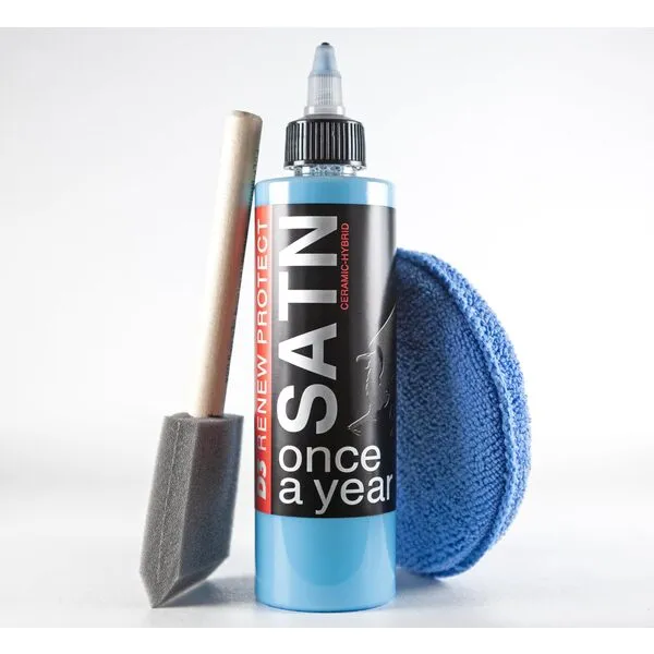 Renew Protect SATN 8oz | Low-Gloss Ceramic-Hybrid Protectant | Safe for Motorcycles, Golf Carts, RVs | Trim & Tire Preservation, OEM Restorer for Faded Plastic, Cracked Vinyl, Dry Rot Prevention