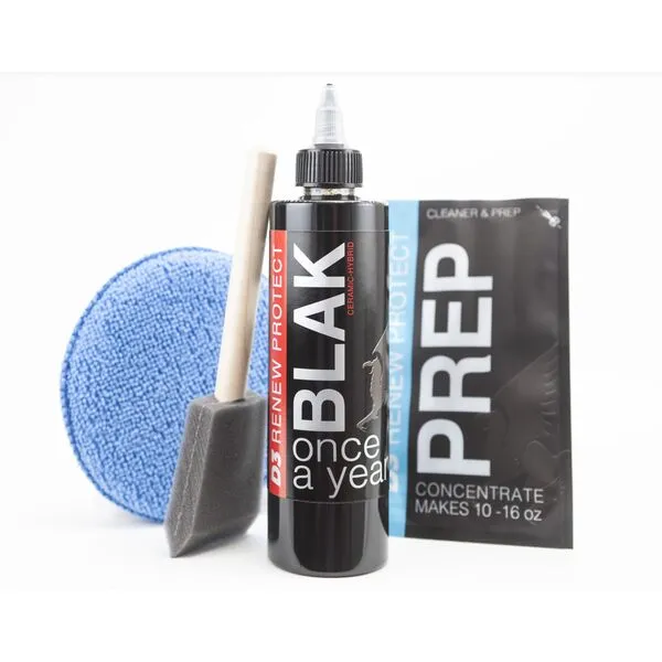 Renew Protect Blak 8oz | Semi-Gloss Ceramic-Hybrid Protectant | Safe for Motorcycles, Golf Carts, RVs | Trim & Tire Preservation, OEM Restorer for Faded Plastic, Cracked Vinyl, Dry Rot Prevention
