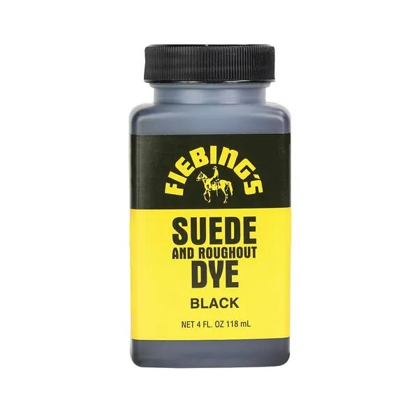 Fiebing\'s Black Dye (4 oz) - Versatile Suede & Roughout Leather Restorer for Shoes, Bags, Furniture - Permanent, Flexible, Easy Application - Includes Wool Dauber