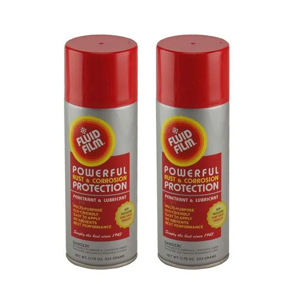 Fluid Film Powerful Rust & Corrosion Protection, Metal Surfaces Penetrant & Lubricant, Marine, Automotive, Industrial, Home (2 x 11.75 Oz Spray Cans)