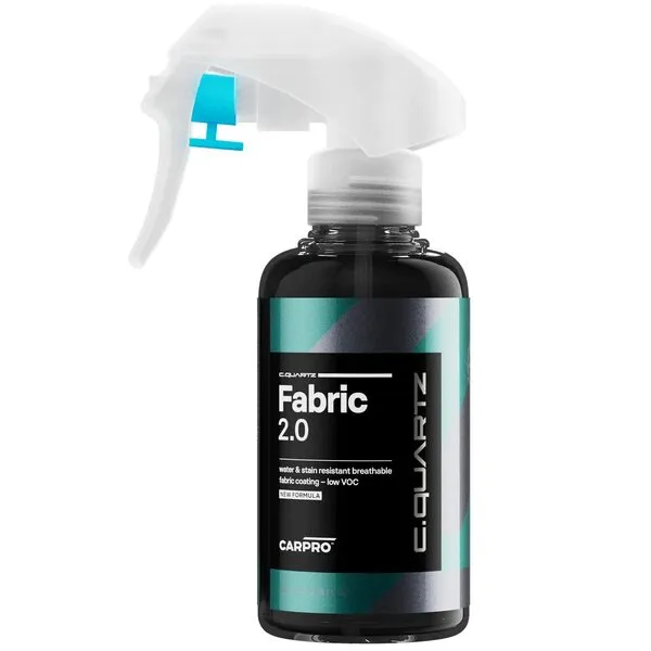 CARPRO CQUARTZ Fabric 2.0 - Upholstery Fabric Protector, Super Hydrophobic Repels Water, Stain Resistant, Resist UV Fading, Up to 12 Months, Convertible Tops, Carpets, Low VOC - 100mL (3.4oz)