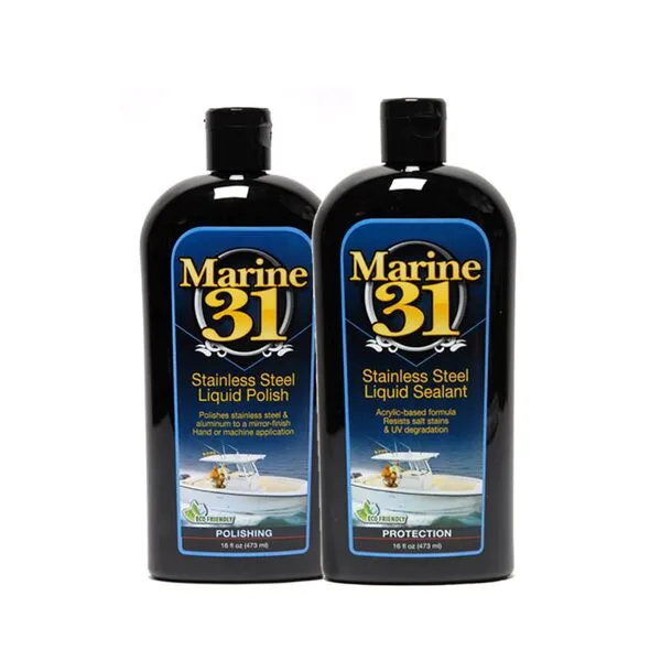 Marine 31 Stainless Steel Polish & Sealant Combo - Metal Polish and Sealant for Stainless Steel | Safe on Virtually Any Stainless Steel Appliances | 2 16 oz Bottles