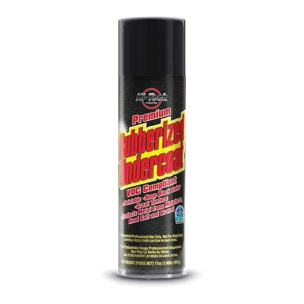 Hi-Tech 18023 Premium Rubberized Undercoat - Moisture, Road Salt, Gravel, Water & Corrosion Resistant Spray - 17 oz. Aerosol - Deep Black Color - Paintable Rust Prevention - VOC Compliant