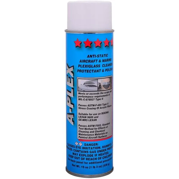 Corrosion Technologies A-Plex 19 oz aerosol Best Value Anti-Static Cleaner, Polish and Protectant for Plexiglass and All Other Plastic Transparencies
