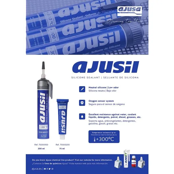 Ajusa 75000200 Ajusil Silicone Gasket Maker and Sealant for Water Pumps, Oil Pans, Timing and Valve Covers, and More - Oil, Gas, Water, Antifreeze, and Grease Resistant; -76F to +572F Temp Range