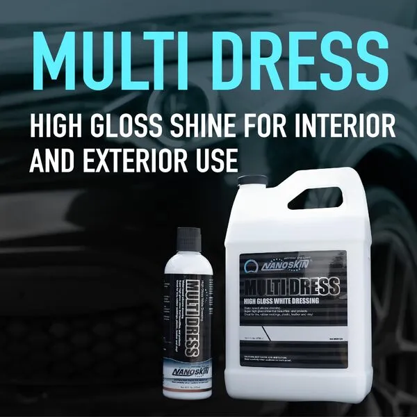 Nanoskin MULTI DRESS All Purpose Dressing 1 Gallon - Interior & Exterior Dressing for Car Detailing Works on Tire, Vinyl, Rubber, Plastic & Trim Safe for Cars, Trucks, Motorcycles, RVs & More