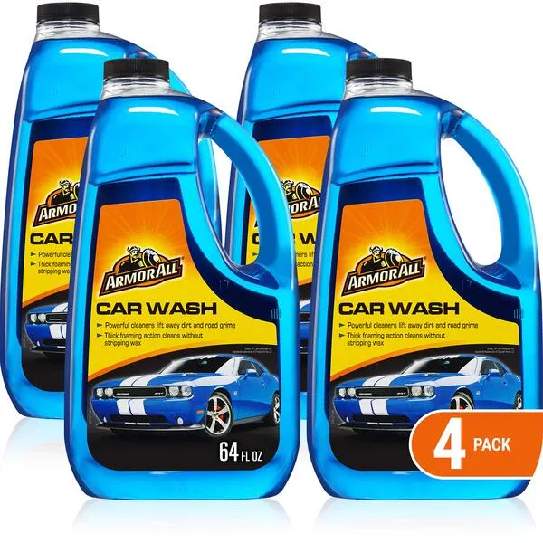 Armor All Foam Action Car Wash Soap, Cleaning Concentrate for Cars, Trucks, and Motorcycles, 64 Fl Oz Bottles (Pack of 4)