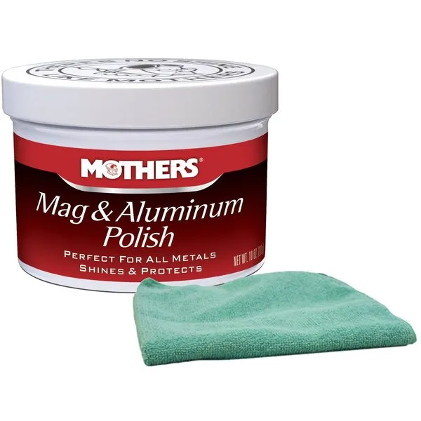 Mothers Mag & Aluminum Polish (10 oz.) Bundle with Microfiber Cloth (2 Items)