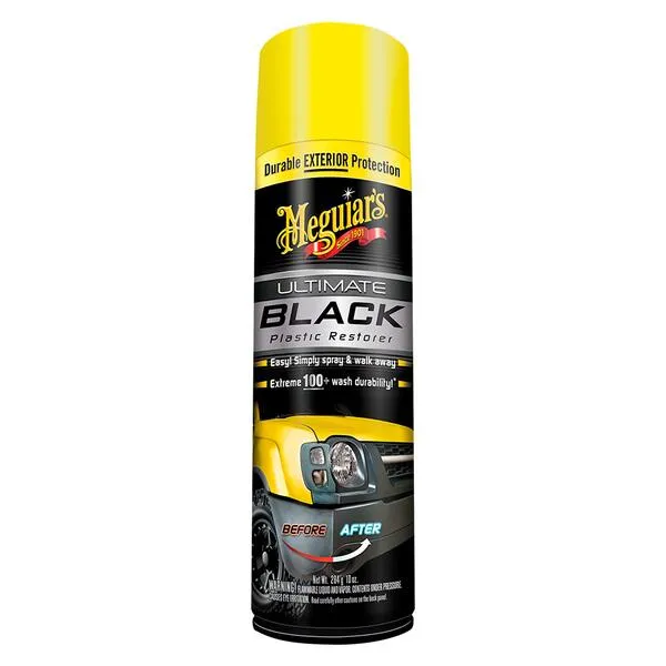 Meguiar's Ultimate Black Plastic Restorer - Restore Faded Exterior Trim, Add Shine and Protect Exterior Trim with Durability and UV Protection - Makes Trim and Plastic Look Like New, 12 Oz Aerosol