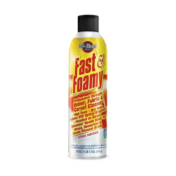 HI-TECH Fast & Foamy Professional Strength Carpet Cleaner – Upholstery & Fabric Cleaner with VFC Optical Brighteners, Quick-Drying, Fresh Scent – 18 oz. Aerosol Can