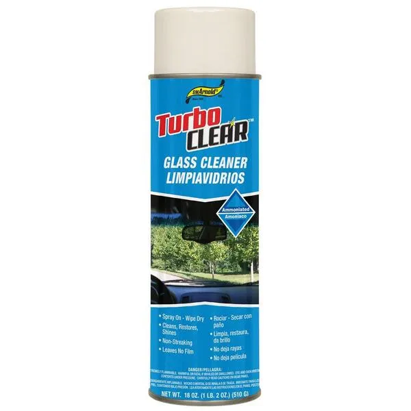 SM Arnold Turbo Clear™ High-Efficiency Ammoniated Glass Cleaner, 18 Oz. Can - Streak-Free, Multi-Surface Safe, Eco-Friendly, Professional Strength | Ideal for Automotive & Household Glass Cleaning