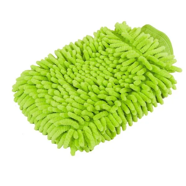BesMelody House Cleaning and Car Wash Mitts, Home Dusting Microfiber Gloves, Washing Clean Polish Faster (2-Pack, Green/Blue)