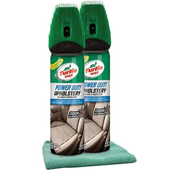 Turtle Wax Power Out Upholstery Cleaner (18 oz) Bundle with Microfiber Cloth (3 Items)