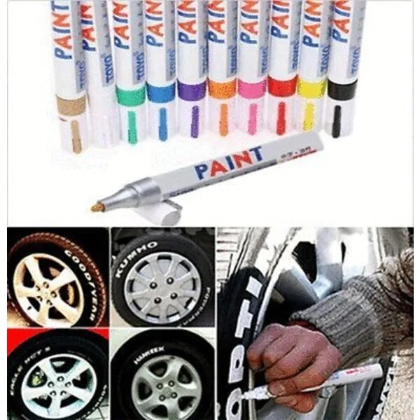 COLIBYOU Universal Waterproof Permanent Paint Marker Pen Car Tyre Tire Tread Rubber Metal (white)