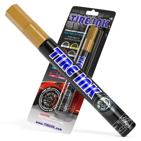 Tire Ink Paint Pen For Car Tires Permanent and Waterproof Carwash Safe (1 Pen, Gold)