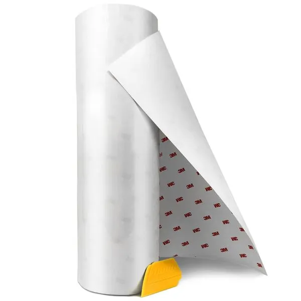 3M Clear Extra-Wide Headlight Protective Scratch-Proof Wet-Apply Tint Vinyl Wrap Film 15 Inch x 48 Inch Roll Including Hard Yellow Detailer Squeegee
