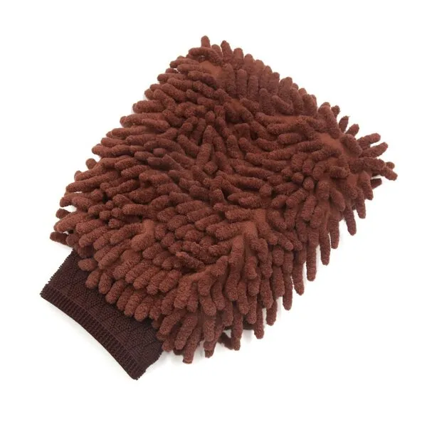 uxcell Brown Microfiber Chenille Wash Mitt Cleaning Glove Small for Car Home Kitchen
