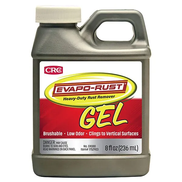 CRC Evapo-Rust Gel Rust Remover, 8 Fl Oz, Rust Remover for Vertical Surfaces, Eliminates Oxides from Aluminum, Cast Iron, and Steel