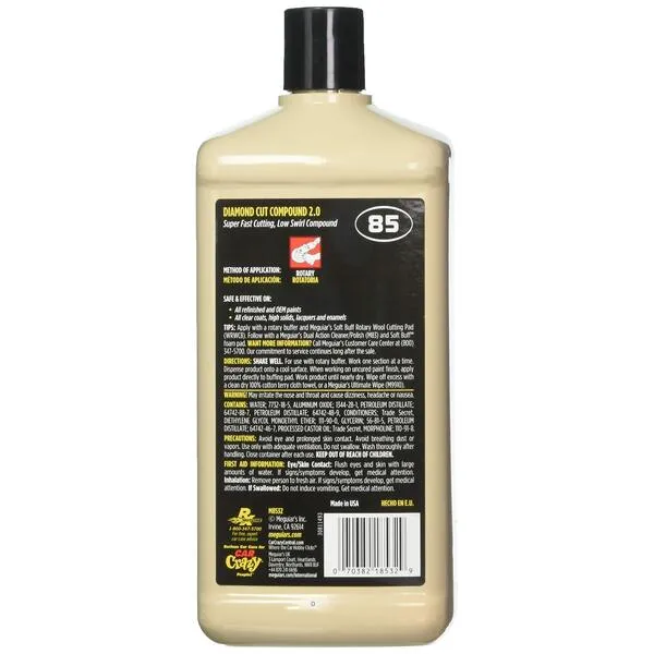 Meguiar's Professional Diamond Cut Compound 2.0 M8532 - Professional-Grade Compound Perfect to Remove Heavy Defects Like Scratches, Staining, Water Spots, and More While Restoring Shine & Gloss, 32 Oz