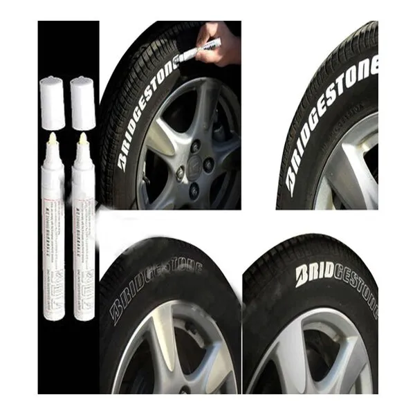 2pc White Paint Pen Marker Waterproof Permanent Car Tire Lettering Rubber Letter