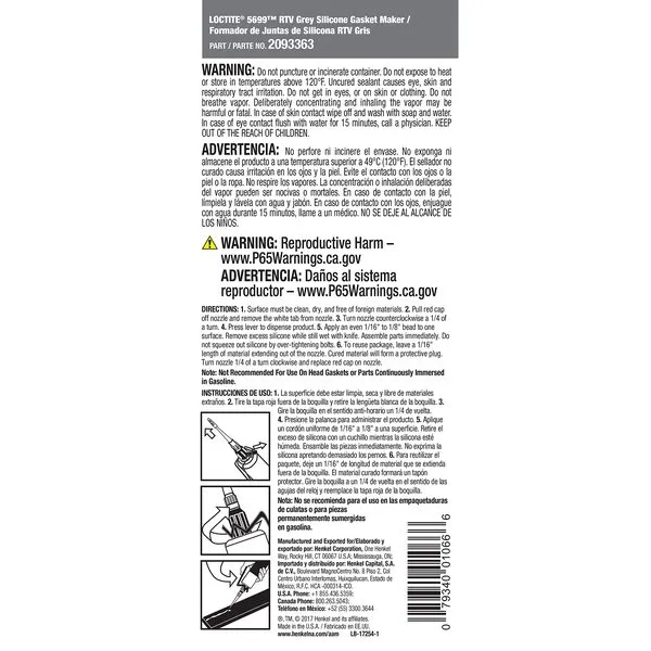 Loctite 5699 RTV High Performance Silicone, Grey, 190 ml