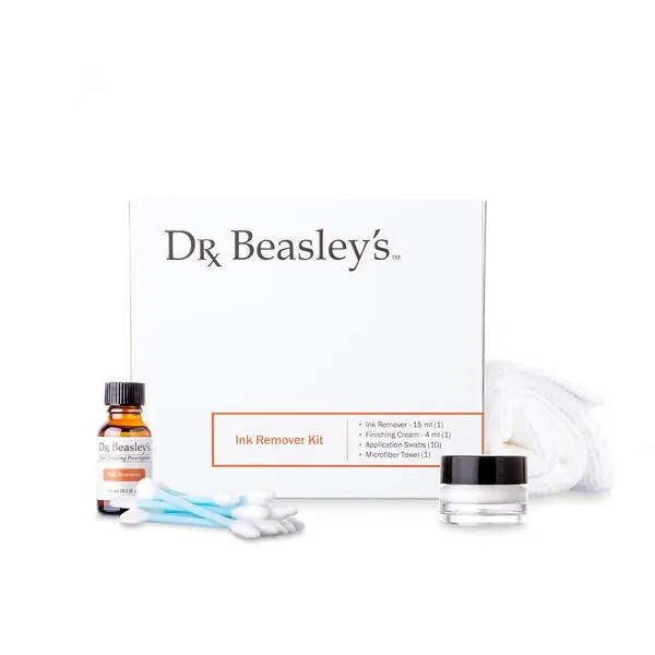 Dr. Beasley\'s Ink Remover Kit- Lifts & Cleans Ink from Leather. Includes Ink Remover 15ml, Finishing Cream 4ml, Microfiber Towel, and 10 Application Swabs