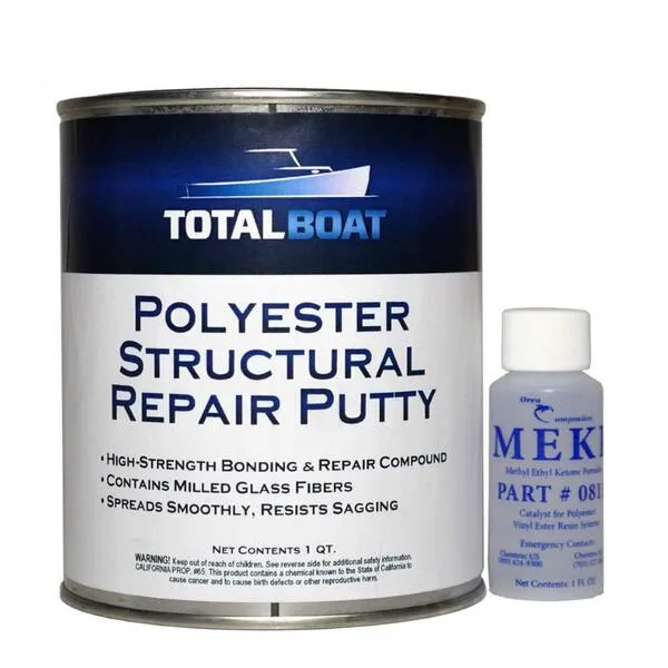 TotalBoat Polyester Structural Repair Putty - Marine Grade Long Strand Fiber Fiberglass Reinforced Filler for Boat and Automotive Repair