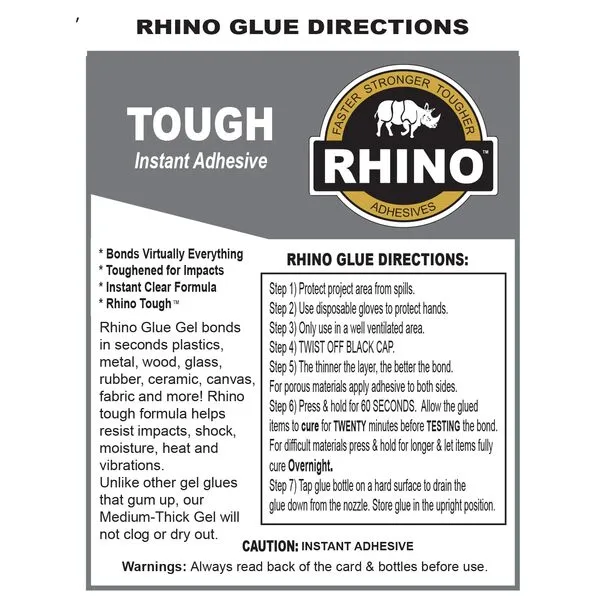 Rhino Glue Gel, Heavy Duty 40 Gram Clear
