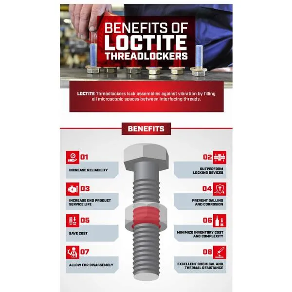 LOCTITE 263 Threadlocker for Automotive: High-Strength, Oil Tolerant, High-Temperature, Fluorescent, Anaerobic, Heavy Duty Applications | Red, 6 ml Tube (PN: 2203451)