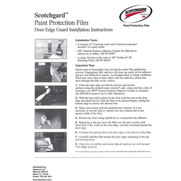 Door Edge Guard Paint Protection Film Roll 0.4 Inches x 33 Yd, 8mil Impact Areas Scratches Chips Debris Clear Invisible Long-Lasting Resistant UV Rays Water Weather Gard