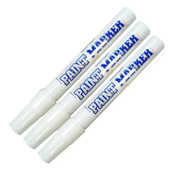 Paint Markers Oil-based Pen Permanent Waterproof Car Tire Tread Rubber Metal - 3 pcs (White)