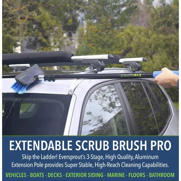 EVERSPROUT 5-to-12 Ft Car Brush with Rubber Bumper, Lightweight Extension Pole Handle, Soft Bristles Car Wash Brush, RV Wash Brush, Truck Wash Brush, Boat Brush, Solar Panel Cleaning Brush and Pole