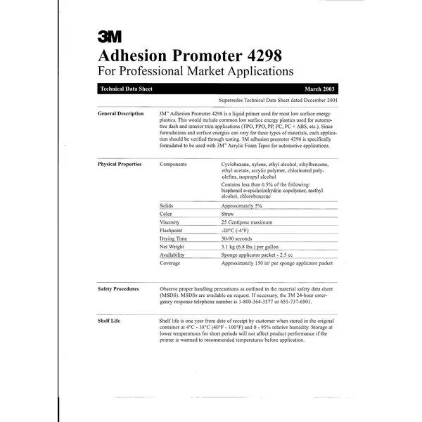 3M 4298 Adhesion Promoter, 3 Sponge Applicators