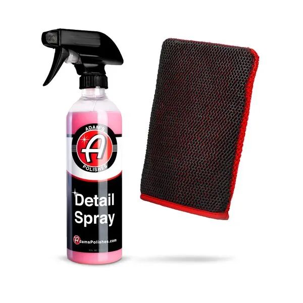 Adam's Polishes Clay Mitt & Detail Spray Clay Lubricant - Medium Grade Clay Bar Infused Mitt | Car Detailing Glove Quickly Removes Debris from Your Paint, Glass, Wheels, & More