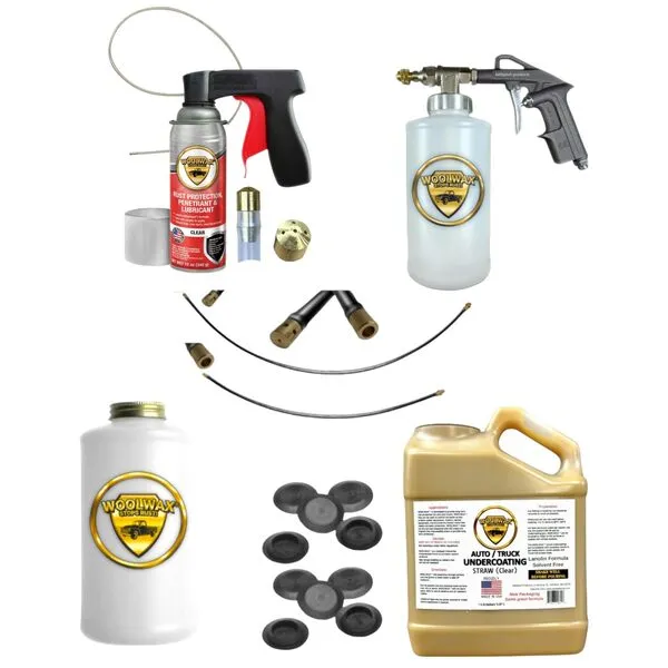 woolwax 1 Gallon Undercoating Kit Bundle w/PRO Gun & 2 Wands. Straw(Clear) Color.