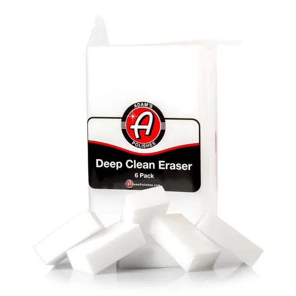 Adam's Polishes Deep Clean Eraser (6 Pack) Soft Abrasive Magic Car Interior Cleaner Foam Sponge for Leather, Vinyl & Plastic | Powerful Car Seat Cleaner Against Heavy Dirt | Motorcycle Boat RV Car
